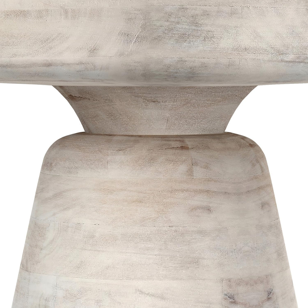 SIMPLIHOME Robbie Accent Table - 16 inch Wide Solid Mango Wood End Table in Distressed White Wash, Boho Contemporary Rustic Side Table for Living Room or Bedroom with Multipurpose Function, Assembled