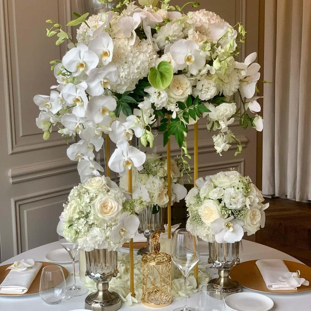 23.6inch 12 pcs Column Vases Gold Centerpieces for Table Metal Flower Stand Wedding Centerpieces Party