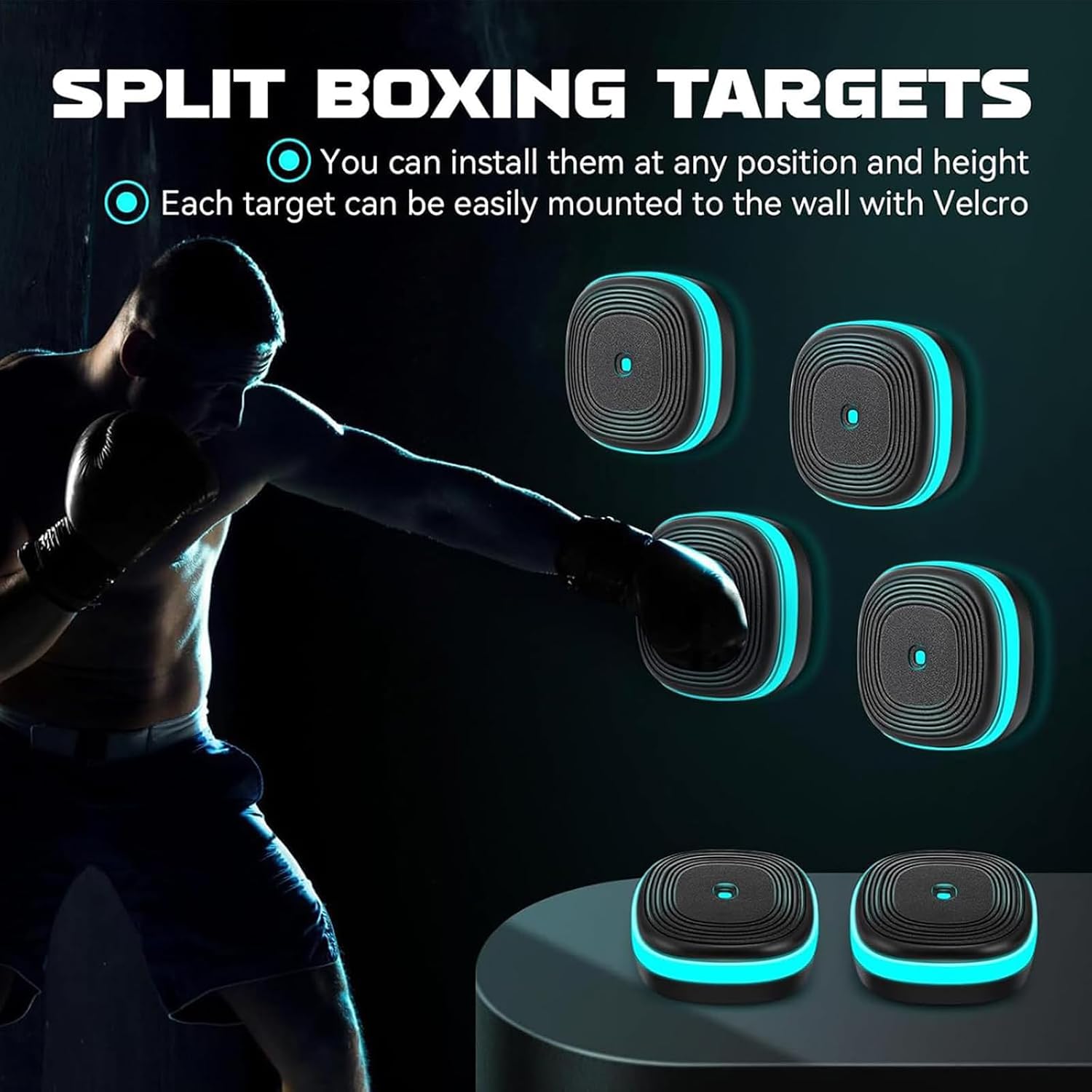 McbeAn Split Music Boxing Machine, Music Boxing Machine with Boxing Gloves,HD Screen，10 Mode & Speed Adjustable,Rhythm Light Strip，Music Punching Fitness,for Adults Children Exercise