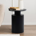 LuxenHome 21' Black Round Side Table, Fluted Black Side Table for Small Spaces, Modern Accent Round End Table for Living Room, Bedroom, Office