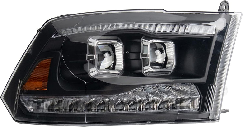 TRQ Performance Left and Right Headlight Assembly Set Projector Clear Lens Compatible with 11-18 Ram 1500 2500 3500 with Quad Headlights 19-22 Ram 1500 Classic with Quad Headlights Halogen Only