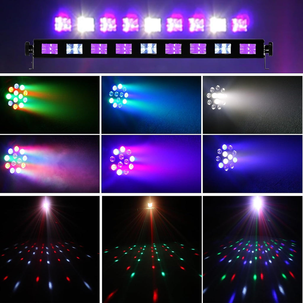 DJ Lights with Stand, 5 in 1 Party Lights DJ Disco Light for Parties Indoor, Sound Activated Mobile Stage Lighting System with DMX& Remote Control, Disco Ball Stage LED Par Light with Bag for Bar Gig