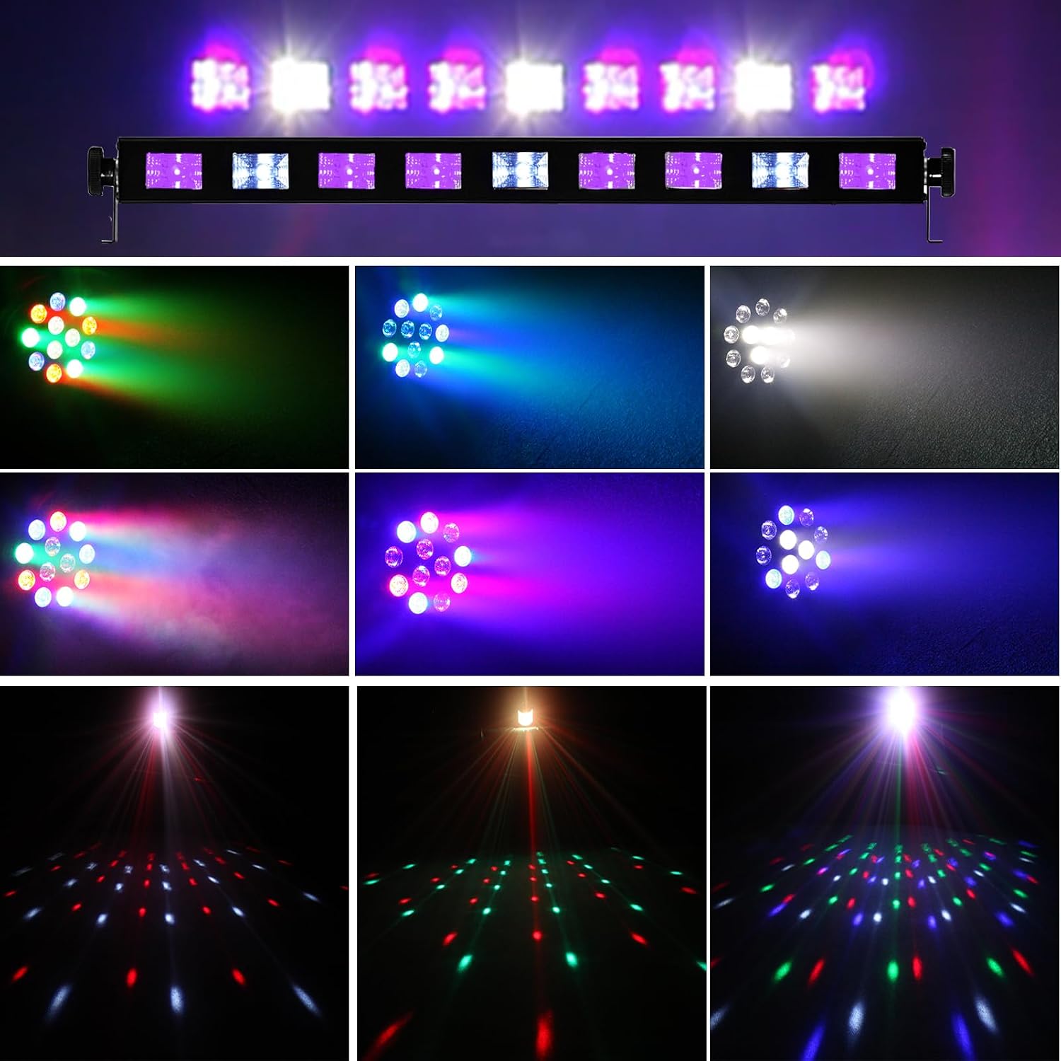DJ Lights with Stand, 5 in 1 Party Lights DJ Disco Light for Parties Indoor, Sound Activated Mobile Stage Lighting System with DMX& Remote Control, Disco Ball Stage LED Par Light with Bag for Bar Gig