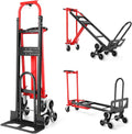3 in 1 Convertible Hand Truck, 1000LBS Heavy Duty Aluminum Stair Climbing Dolly, Folding Hand Truck Dolly Cart with Solid Wheels for Moving/Travel/Office (Red)