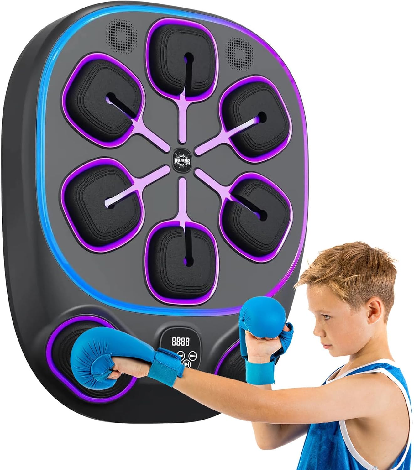 Wall Mounted Boxing Machine, Lights Music Boxing Machine, with Visual Digital Screen,Adjustable Speed Level, for Boxing in Home