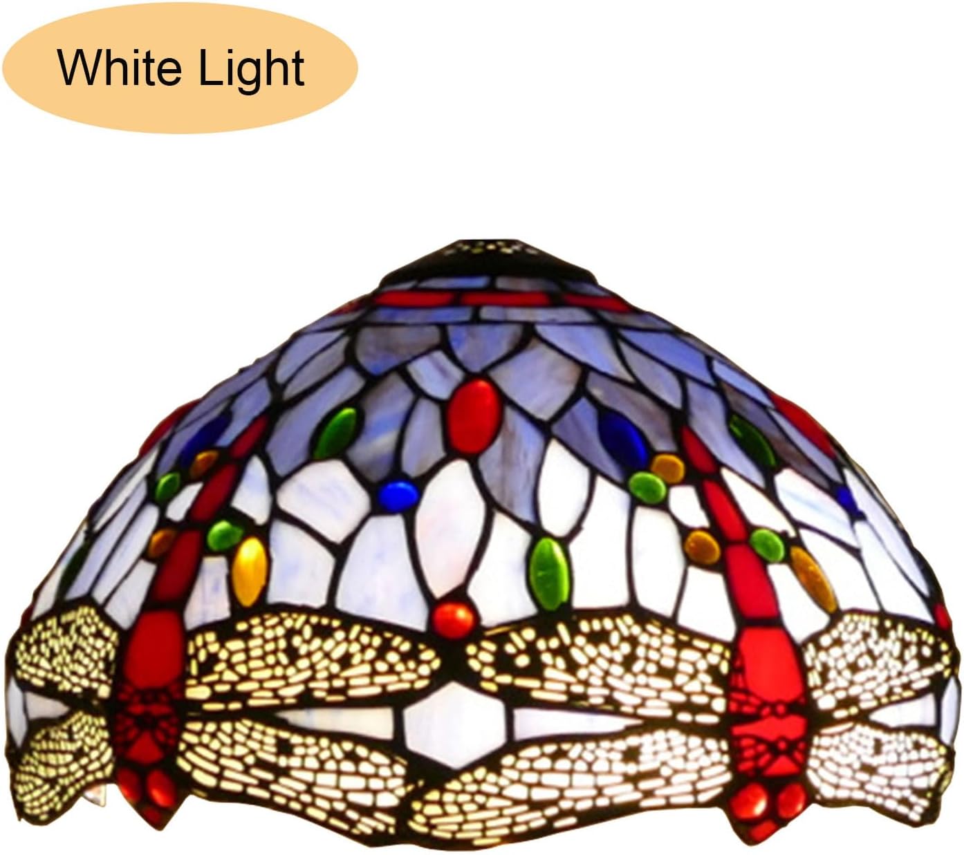 12 Inch Dragonfly Stained Glass Lamp Shade, Tiffany Style Lampshades Replacement, Handmade Vintage Lamp Cover Accessories Only for Table lamp Pendant Light Ceiling Fixture,Purple