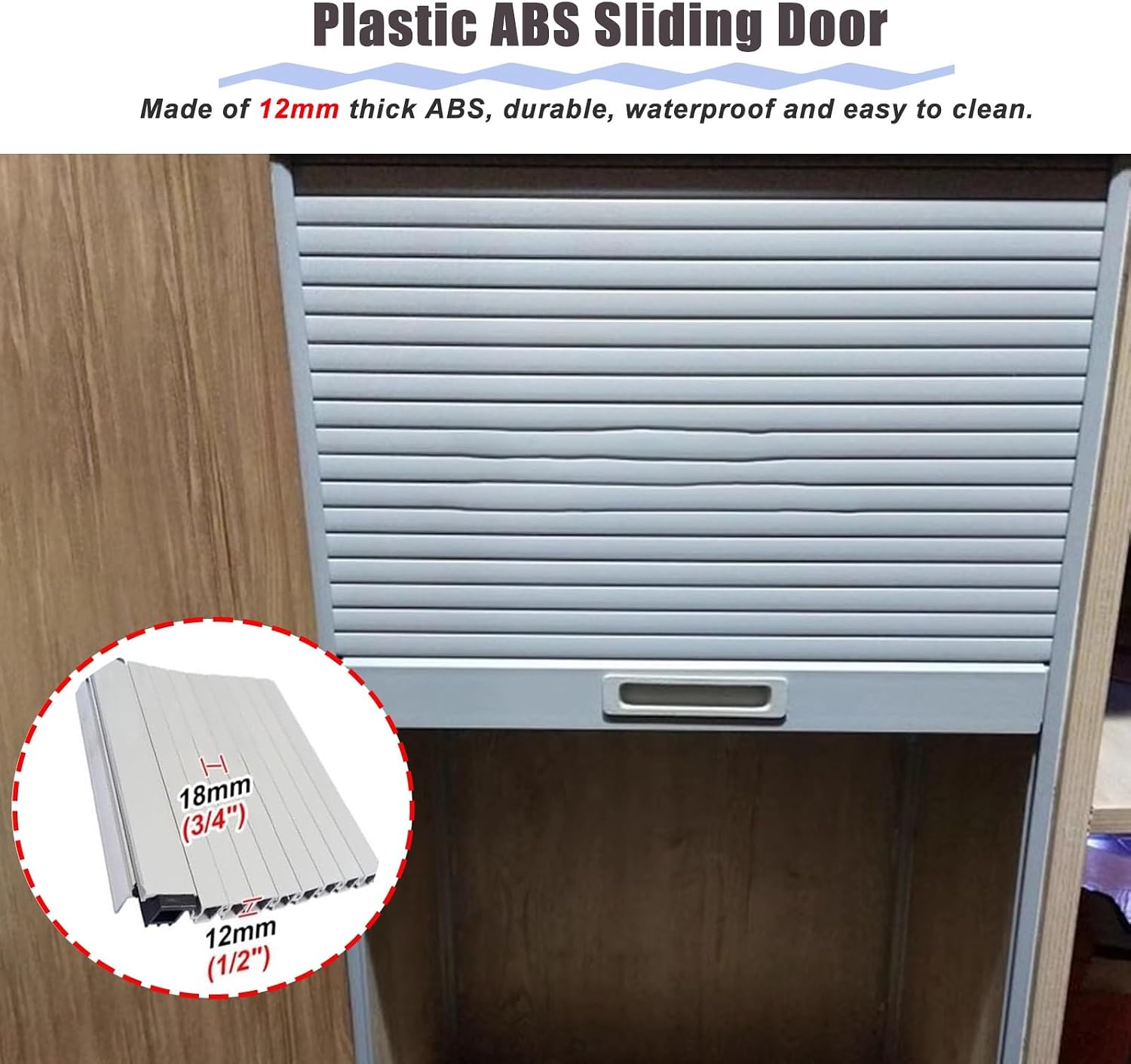 White Small Tambour Door Kit Set 16 20 24 28 32'Wide，Retractable Cupboard Sideboard Roll Up Door for Kitchen/Appliance Garage/Campervan(16x20inch/40.6x50.8cm)