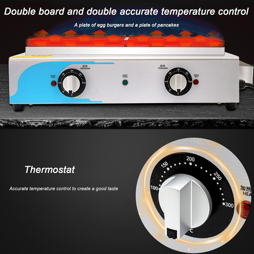 18-Hole Egg Mini Pancake Frying Pan, Egg Burger Machine, Commercial Electric Heating Red Bean Pancake Machine