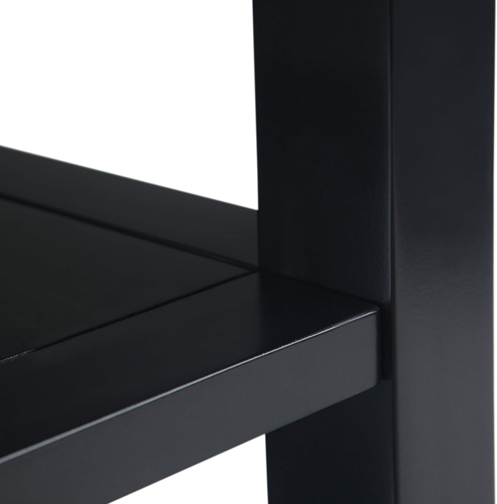 SIMPLIHOME Acadian Narrow Side Table - 14 inch Wide Solid Wood Rectangular End Table with 2 Open Shelves in Black, Transitional Lamp Stand or Nightstand for Living Room or Bedroom with Storage