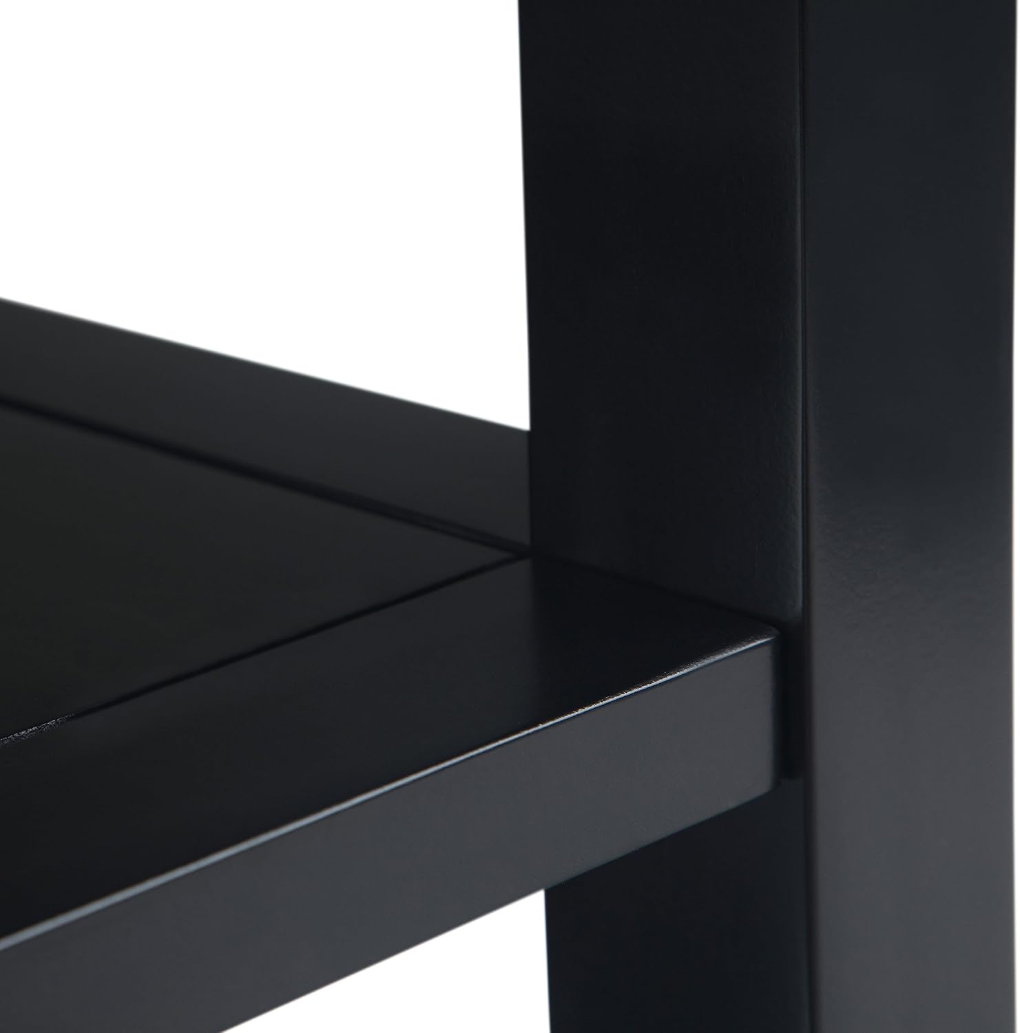 SIMPLIHOME Acadian Narrow Side Table - 14 inch Wide Solid Wood Rectangular End Table with 2 Open Shelves in Black, Transitional Lamp Stand or Nightstand for Living Room or Bedroom with Storage