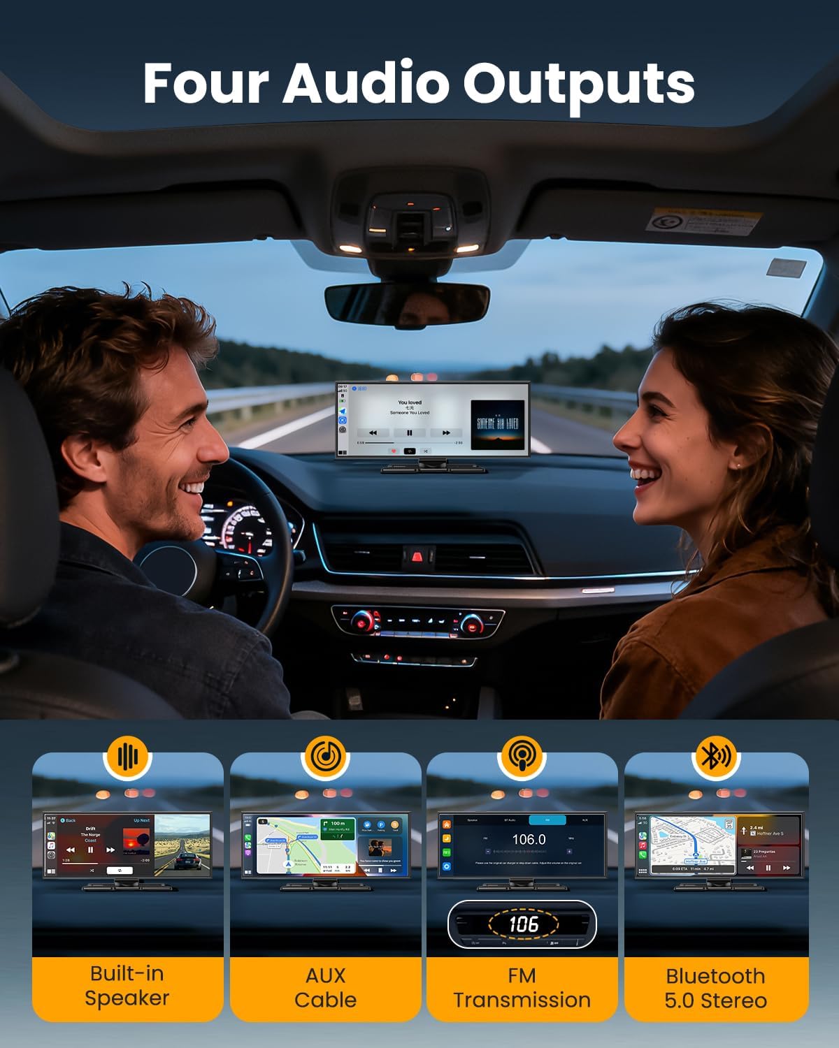 Largest 11.5'Wireless Apple CarPlay Screen for Car–Portable Carplay & Android Auto Touchscreen Car Stereo with App Control, 4K Dash Cam, Backup Camera, GPS, Mirror Link, Voice Control,for All Vehicles
