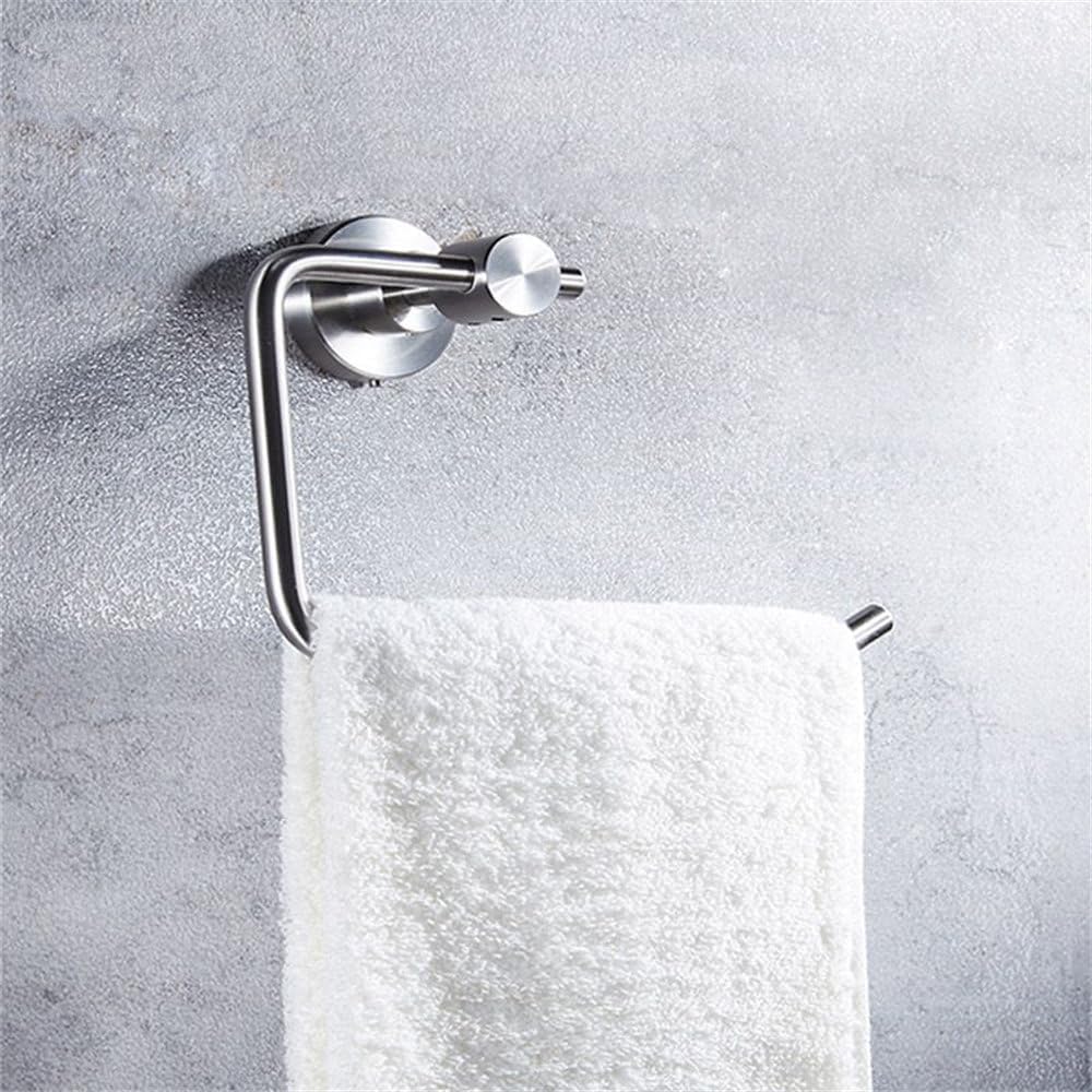 304 Stainless Steel Square Towel Ring Towel Holder Towel Bar Bathroom Accessories,Silver,1