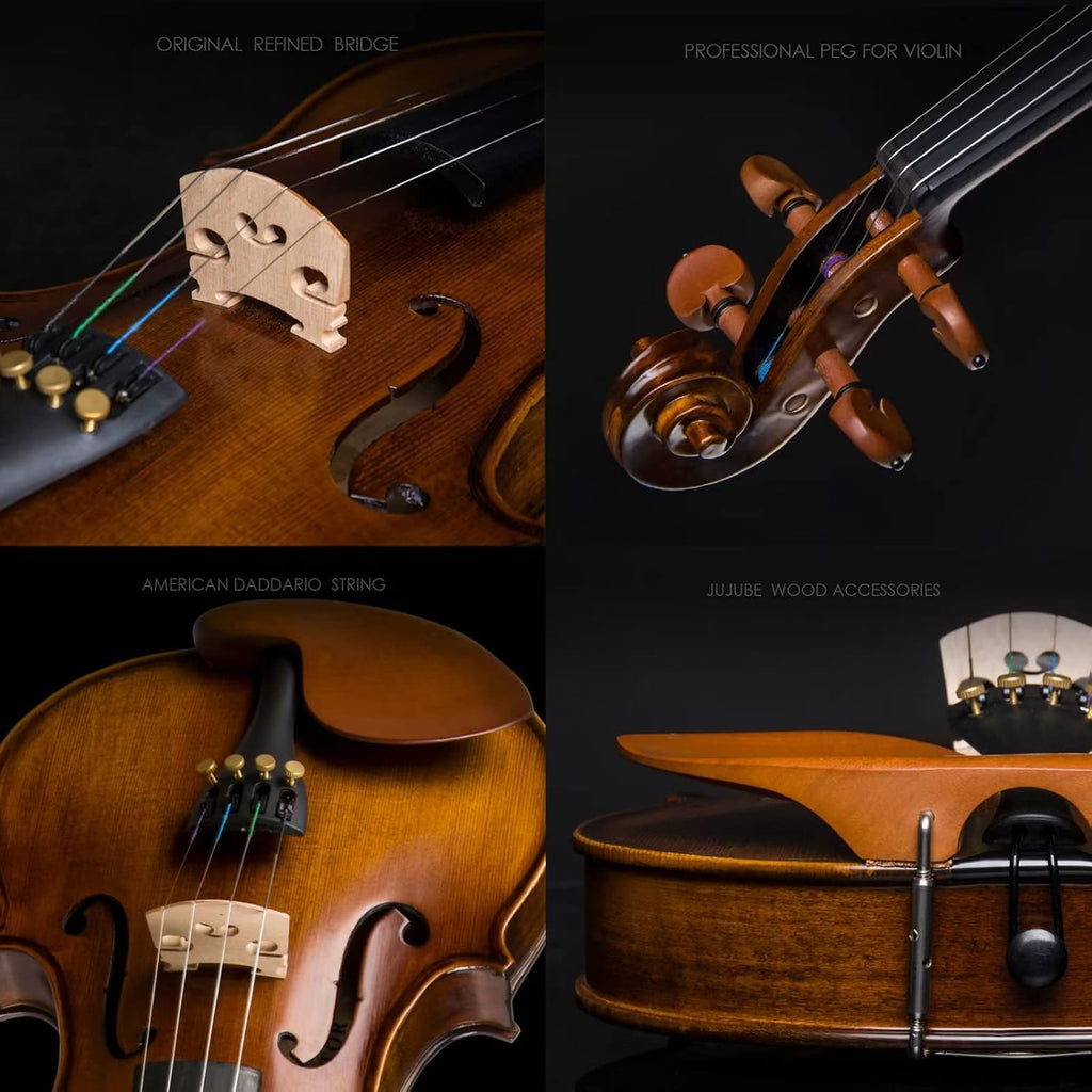 CHRISTINA V04 Violin Instrument Adult Full Size Violin Kit Acoustic Violins for Kids Beginners Student (matte 3/4)