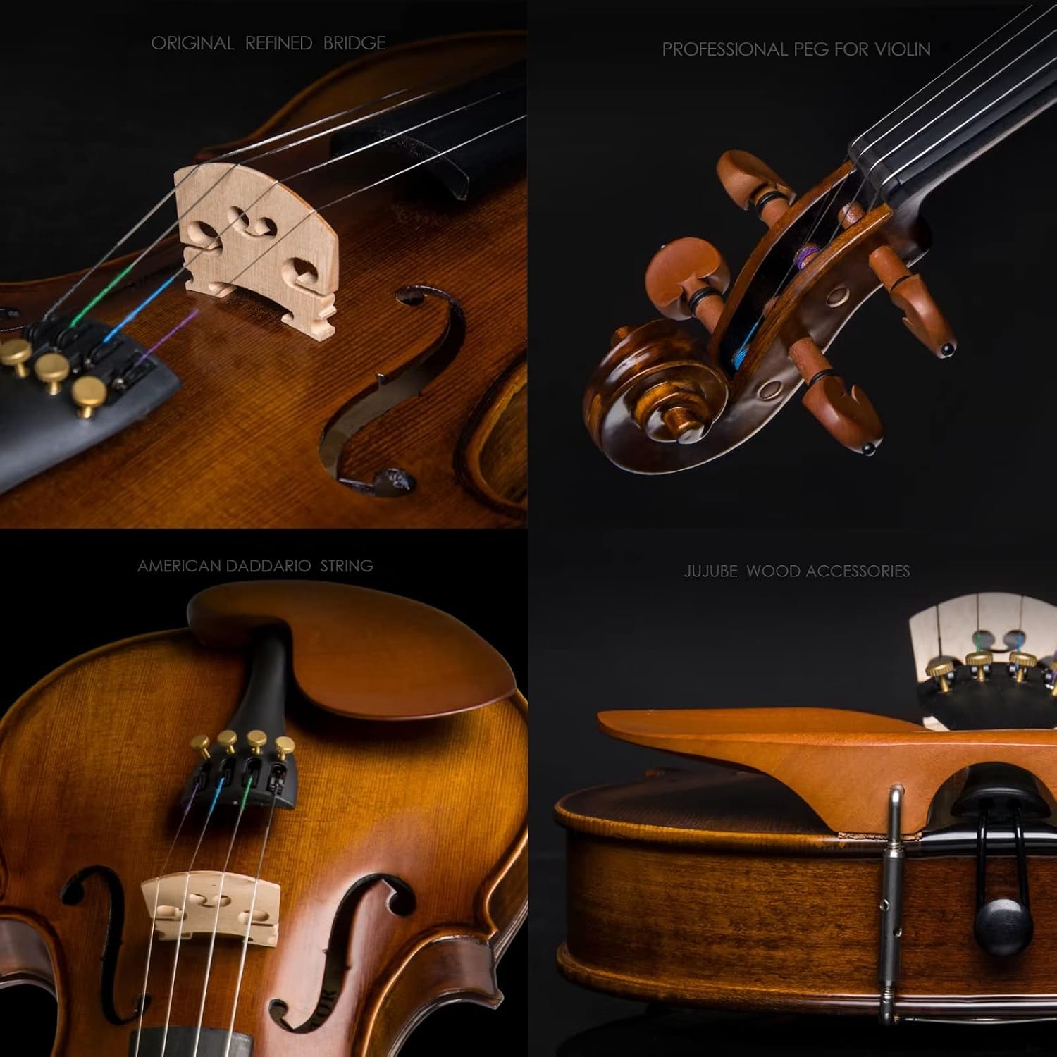 CHRISTINA V04 Violin Instrument Adult Full Size Violin Kit Acoustic Violins for Kids Beginners Student (matte 3/4)