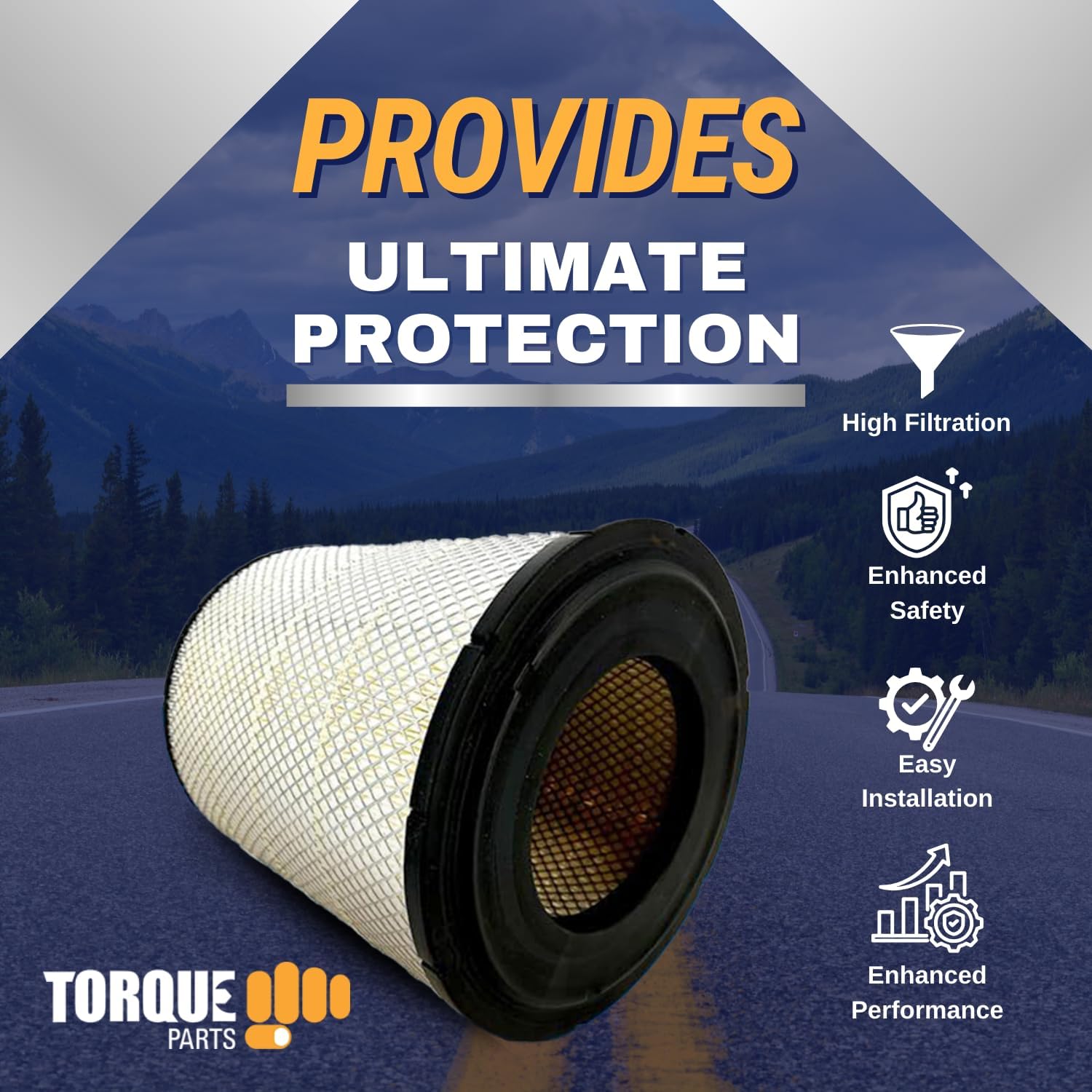 TORQUE Engine Air Filter Compatible with Select Freightliner Columbia Coronado Argosy Condor Century Class Semi Trucks Accessories Parts Replaces RS3518 LAF1849 AF25139M 46556 TR501 4 PCS