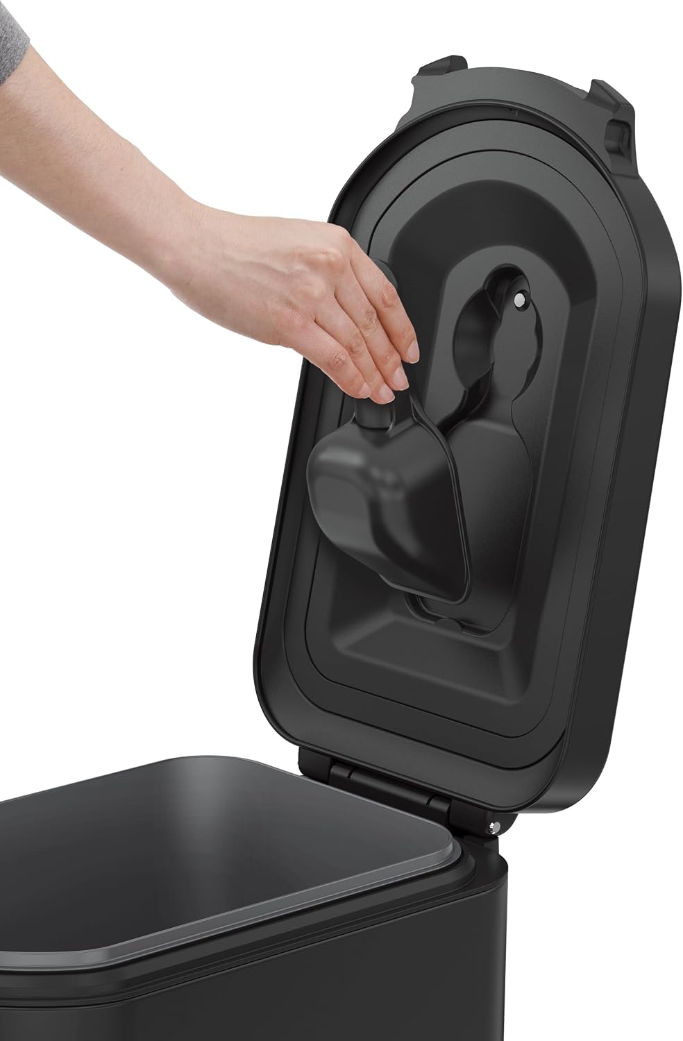 simplehuman Large Pet Food Storage Container, Holds 30-35 lb / 14-16 kg of Dry Dog Food, Cat Food, or Bird Seed, Airtight Lock-Tight Lid with Magnetic Scoop, BPA-Free, Matte Black Steel