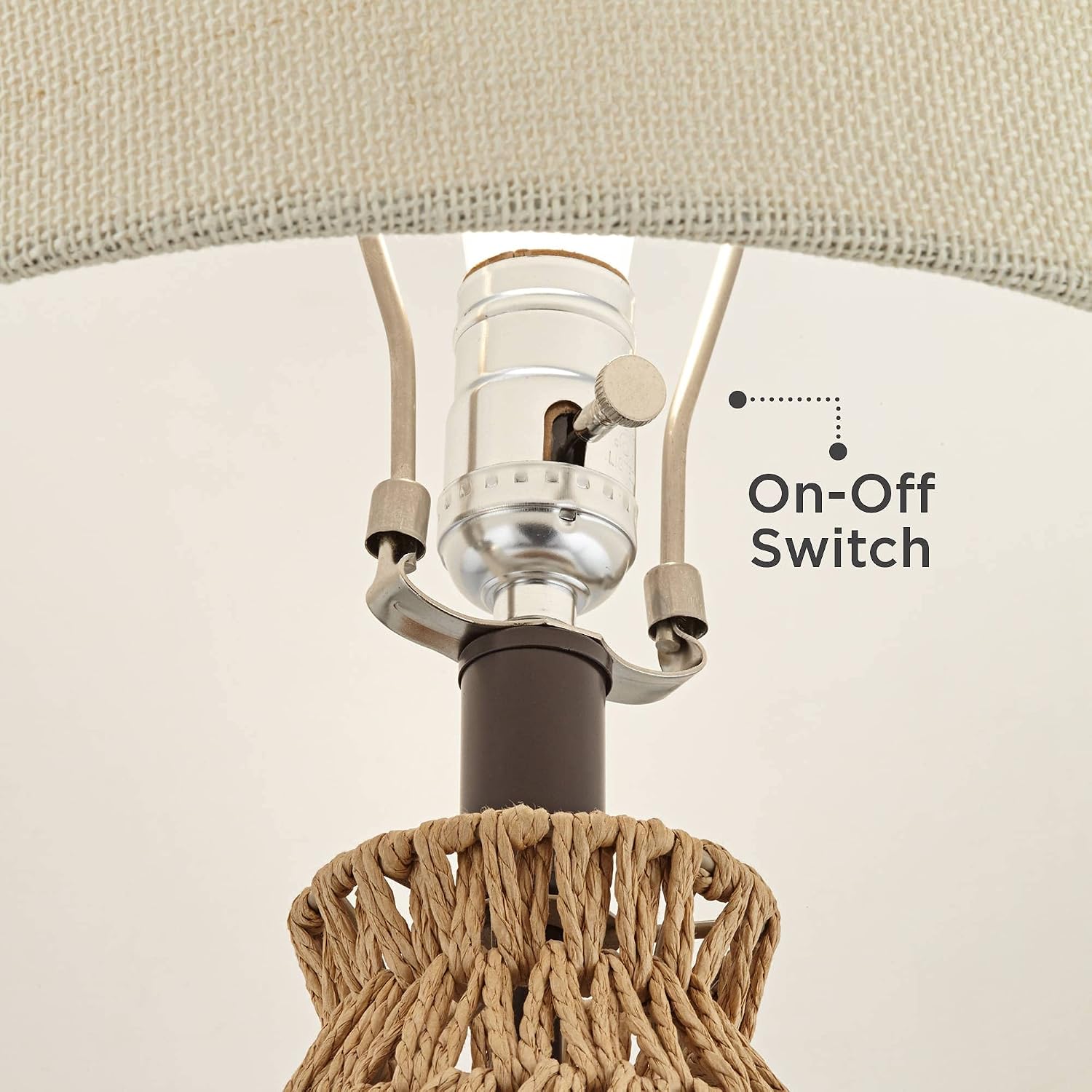 360 Lighting San Carlos Coastal Cottage Core Modern Table Lamp 29' Tall Natural Rattan Wicker Bronze Oatmeal Fabric Tapered Drum Shade for Bedroom Living Room House Home Bedside Nightstand Office
