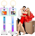 RDYMONKEY Photo Booth for All iPad and for Camera Dualuse Customized Logo Selfie Station Shell Stand APP Control RGB Ring Light Music Sync Light Box Photobooth Machine with Honeycomb Box for Rental