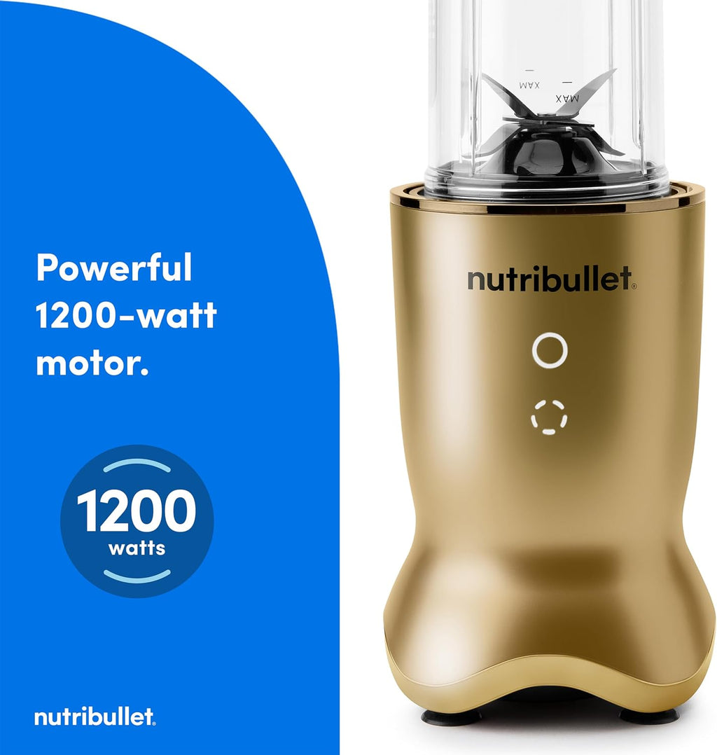 nutribullet® Ultra Personal Blender, 1200W, for Smoothies Shakes & Protein - Quietest Single-Serve Blender with Titanium Coated Blades, 3 BPA-Free Cups (32oz + 24oz), To-Go Lids, Dishwasher Safe