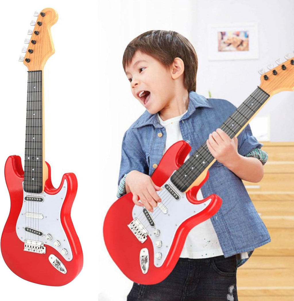 Alomejor Kids Electric Guitar Toy, Multiple Functions Music Toys Guitar Musical Instrument Toys for 3 4 5 Year Old Kids (Red)