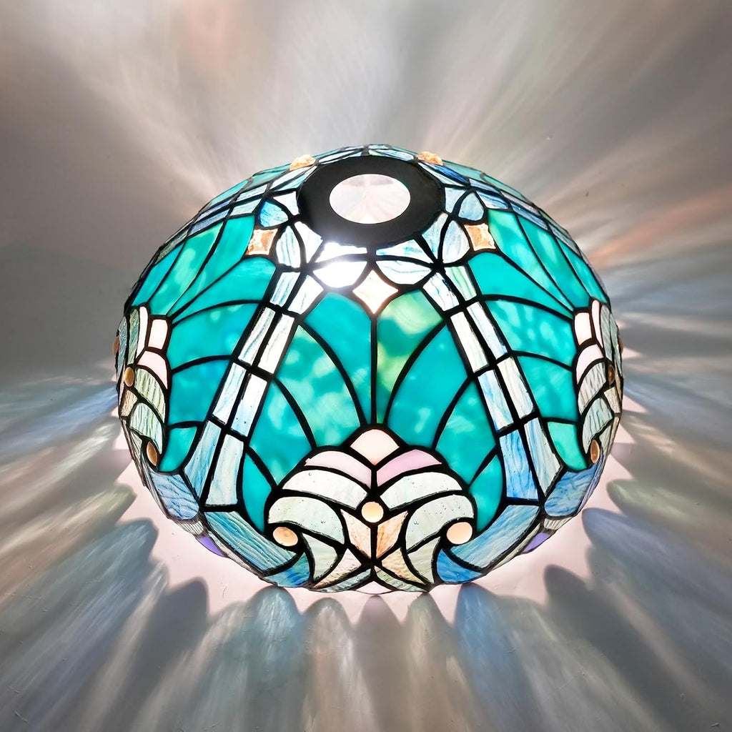 Lamp Shade Replacement Only 12 Inch Small Stained Glass Ceiling Light Blue led Vintage Art Deco For Pendant Wall Floor Lamps