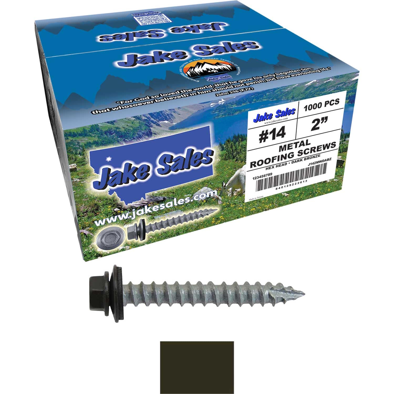14x2 Metal Roofing Screws (Dark Bronze) (14X2 MRS CASE)