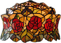 Tiffany Lamp Shade Replacement Only 16X9 Inch Rose Stained Glass Lampshades, Vintage Red Flower Hat Light Cover for Table Lamp Floor Lamp Hanging Pendant lamp Ceiling Light