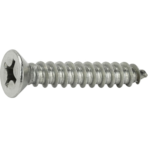 #10 x 2 Flat Head Sheet Metal Screws, Phillips Drive, Stainless Steel 18-8, Full Thread, Bright Finish, Self-Tapping, Quantity 2500 By Fastenere