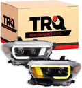 TRQ Performance Driver and Passenger Side Headlight Assembly Set Compatible with 16-22 Toyota Tacoma SR SR5 without LED Daytime Running Lights
