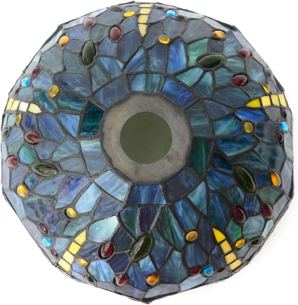 Lamp Shade Replacement Only 12 Inch Small Stained Glass Ceiling Light Blue Dragonfly Vintage Art Deco For Pendant Wall Floor Lamps