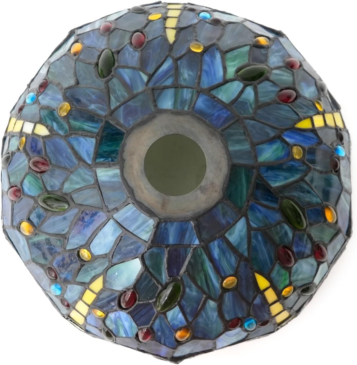 Lamp Shade Replacement Only 12 Inch Small Stained Glass Ceiling Light Blue Dragonfly Vintage Art Deco For Pendant Wall Floor Lamps