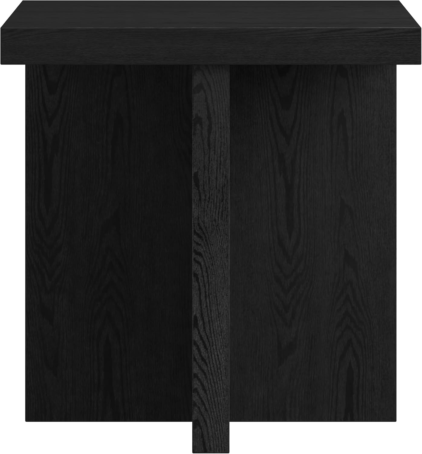 Henn&Hart 22' Scandinavian Square Wooden End Table, Side Table, Nightstand with X-Base for Living Room, Office, Family Room, or Bedroom, Natural Black