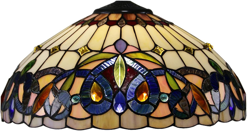 Tiffany Lamp Shade Replacement 16X9 Inch Victorian Stained Glass Lampshade Only with Cap Christmas Home Decor Baroque Amber Design Handmade Light Cover for Table lamp Pendant Light Floor Lamp