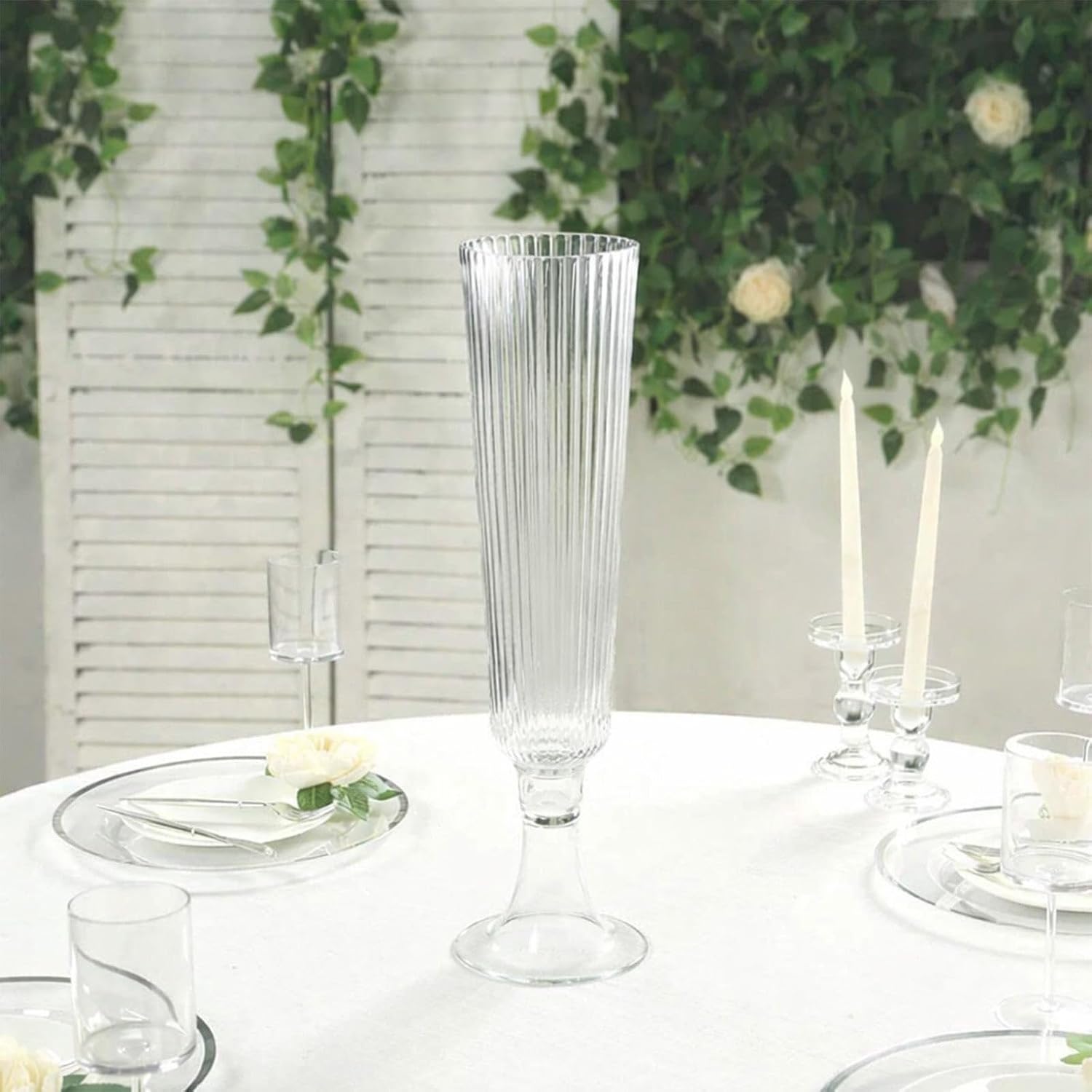 Efavormart 4-Pack Glass Design 20' Clear - Heavy Duty Floral Wedding Centerpieces