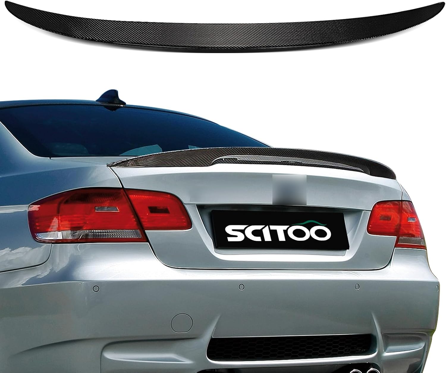 SCITOO Carbon Fiber Rear Spoiler Wing 2007-2013 fits for 2007-2013 for BMW 335xi/ 328xi/ 328i/ 328i Drive/ 335i/ 335i xDrive/ 335is/ M3