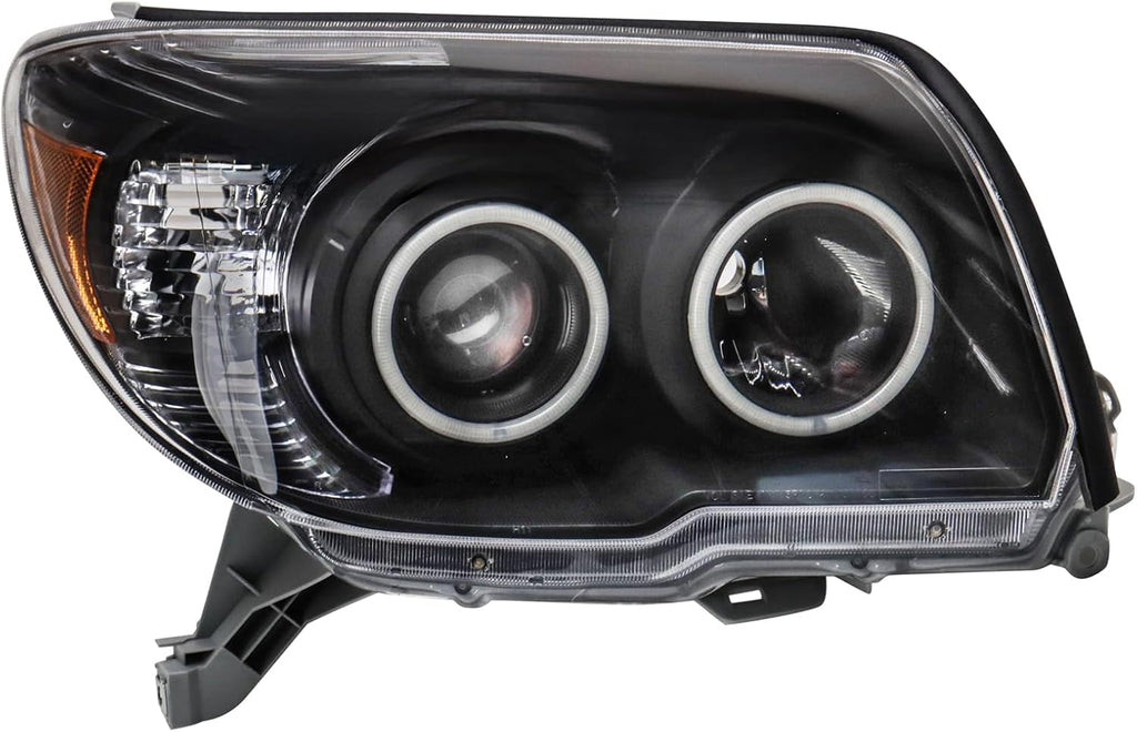 TRQ Performance Driver and Passenger Side Headlight Assembly Set Black Housing Compatible with 06-09 Toyota 4Runner