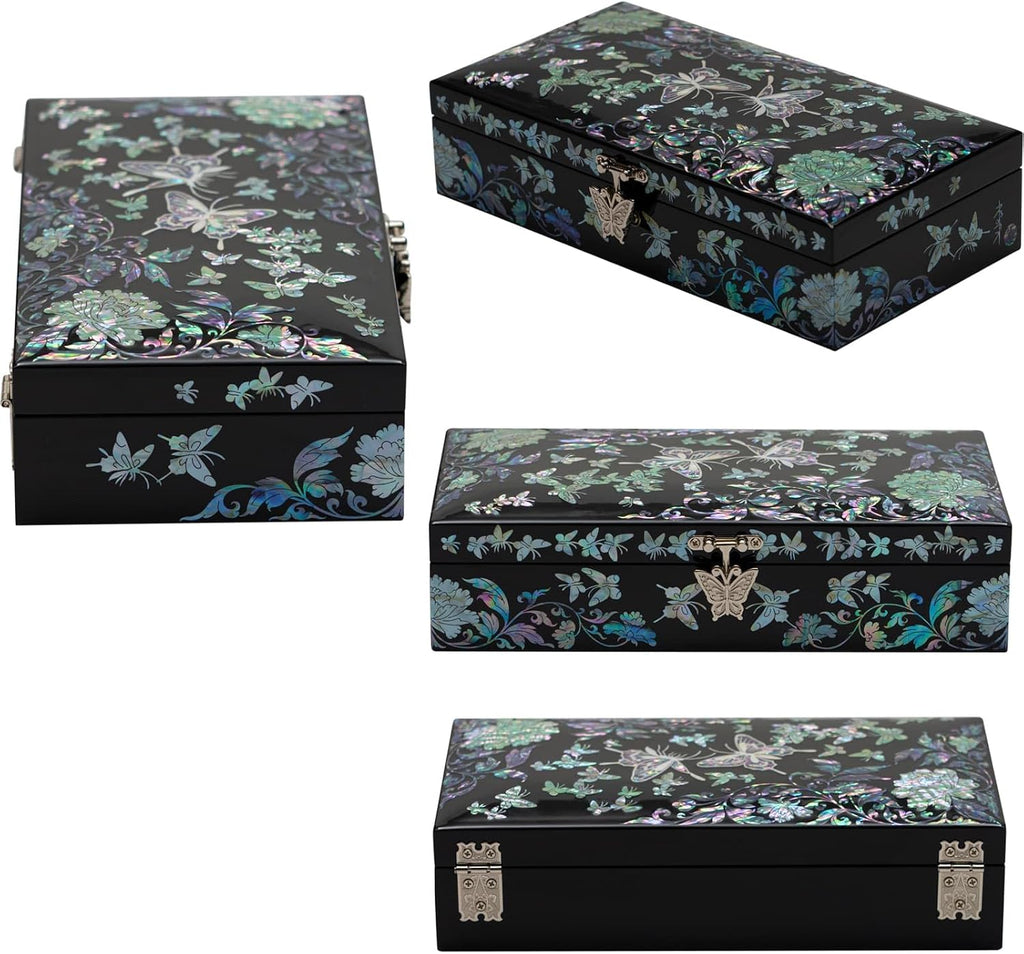 February Mountain Butterfly Pearl Jewelry Box with Removable ring tray - Ideal Gift for Her on Any Occasion