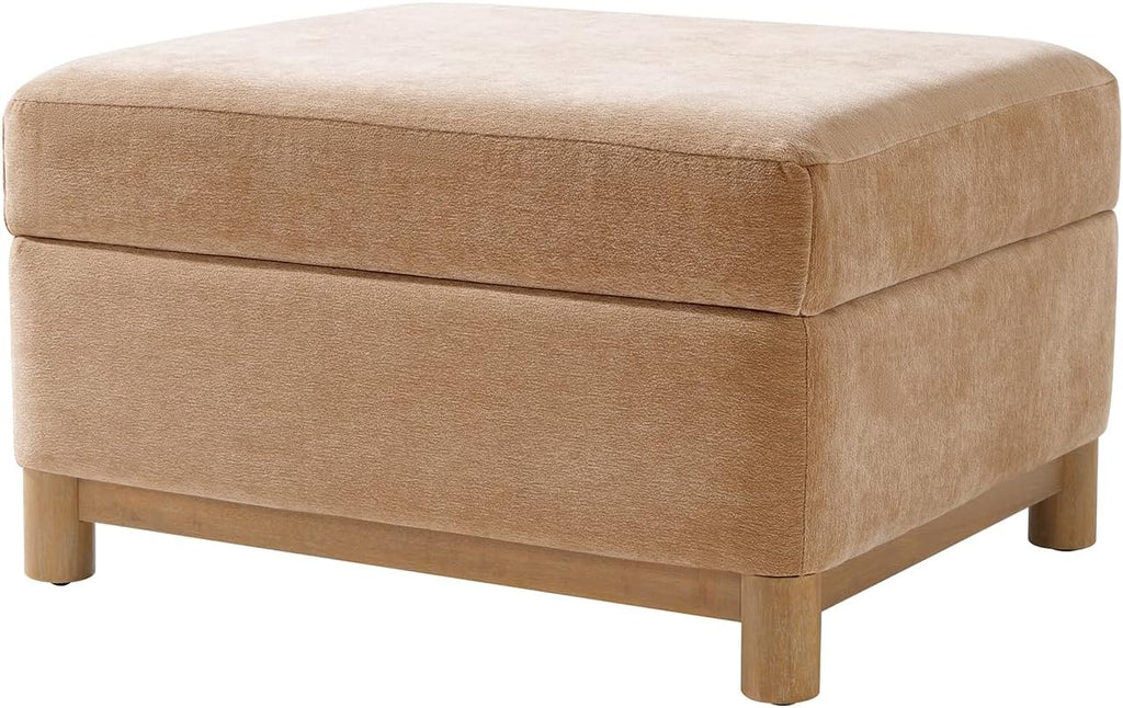HULALA HOME 30.25' Ottoman Coffee Table with Reversible Tray Lid, Modern Upholstered Storage Ottoman with Solid Wood Base, Removable Top, Footrest and Extra Seating for Bedroom or Living Room, Camel