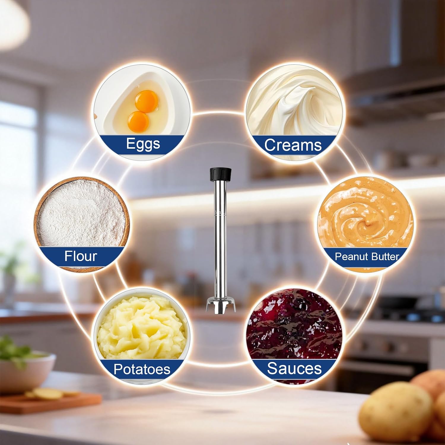 VONCI 18inch Commercial Immersion Blender Detachable Shaft, 350W, 500W & 750W Compatible, Stainless Steel Removable Shaft.