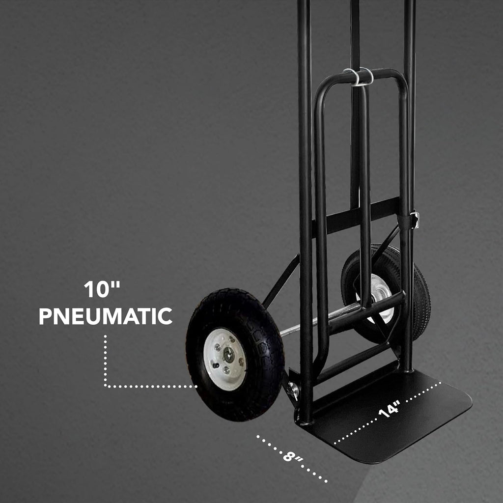 Olympia Tools 800 Lb Sack Hand Truck with Folding Nose, D Handle and 10' Pneumatic Wheels for Home and Office Use