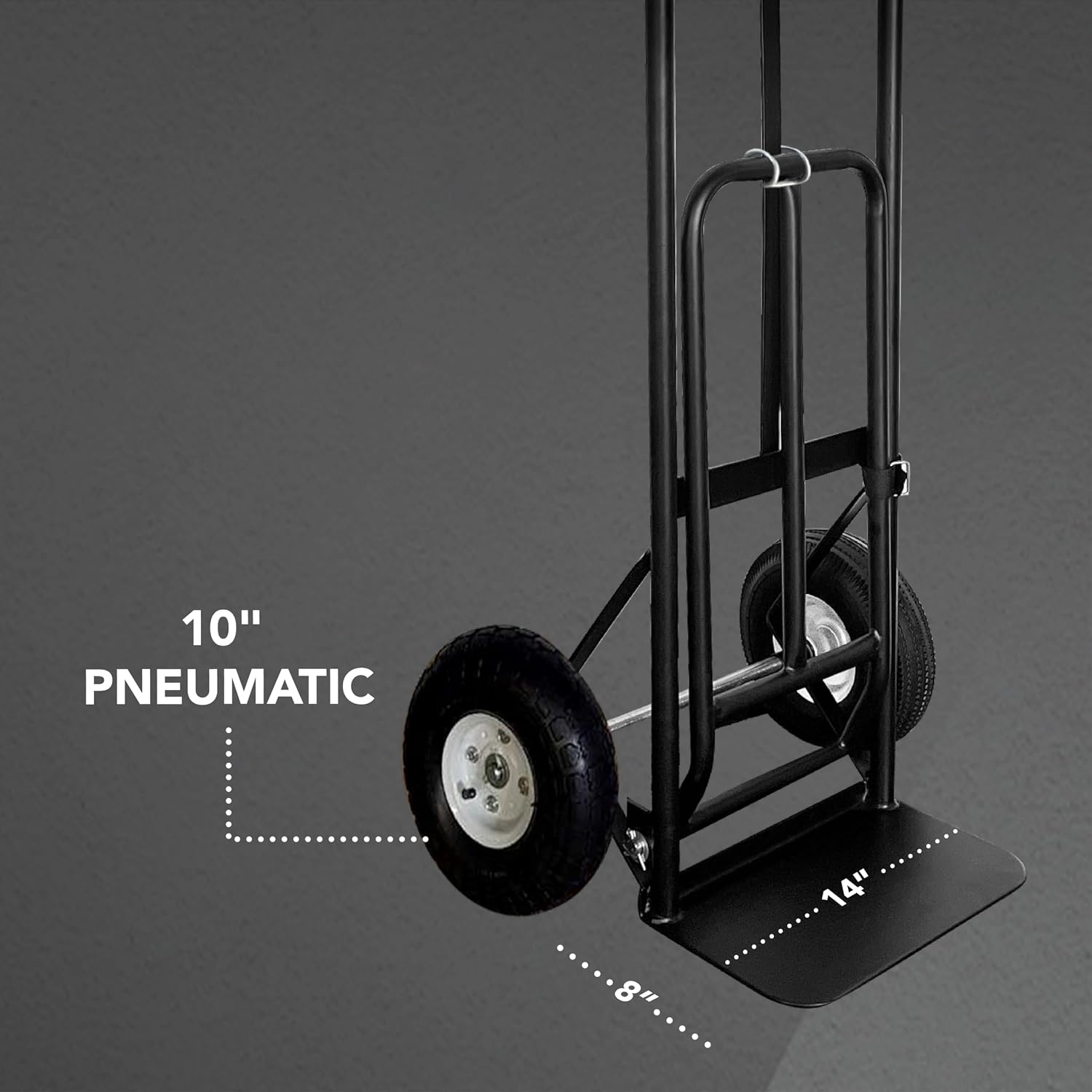 Olympia Tools 800 Lb Sack Hand Truck with Folding Nose, D Handle and 10' Pneumatic Wheels for Home and Office Use