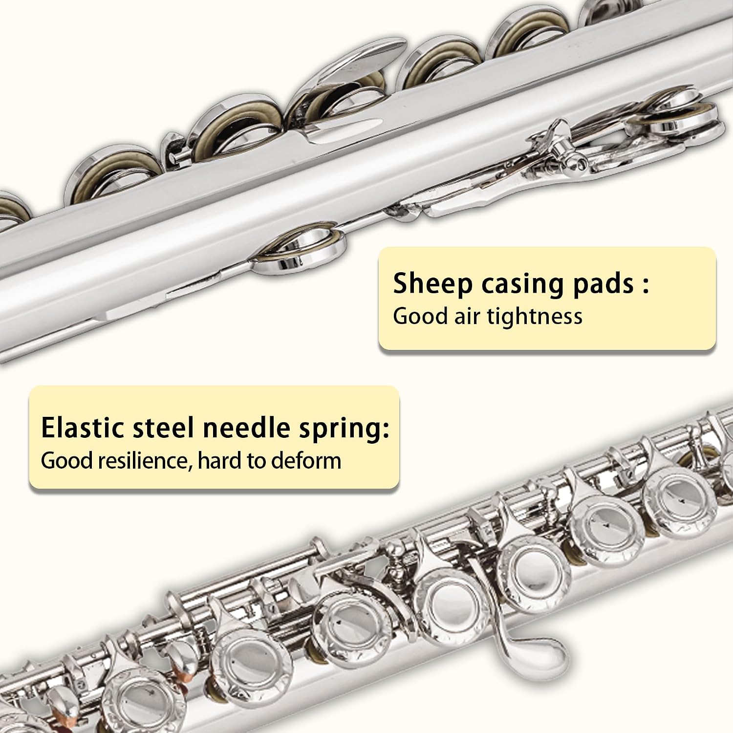BAHAMUT Silver-Plated Carving B Foot Flute, 17 Open Hole Flauta with Offset G, Split E Mechanism, 17 Key Flute Instrument for Professional Performance