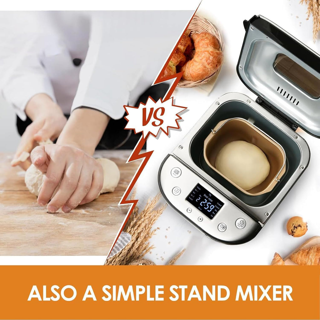 Bread Maker Machine, Automatic Breadmaker, Electric Cooker Toaster Makers, Timer Setting + Keep Warm Setting with 15 Preset Menus, for Kitchen Baking Loaf Dough