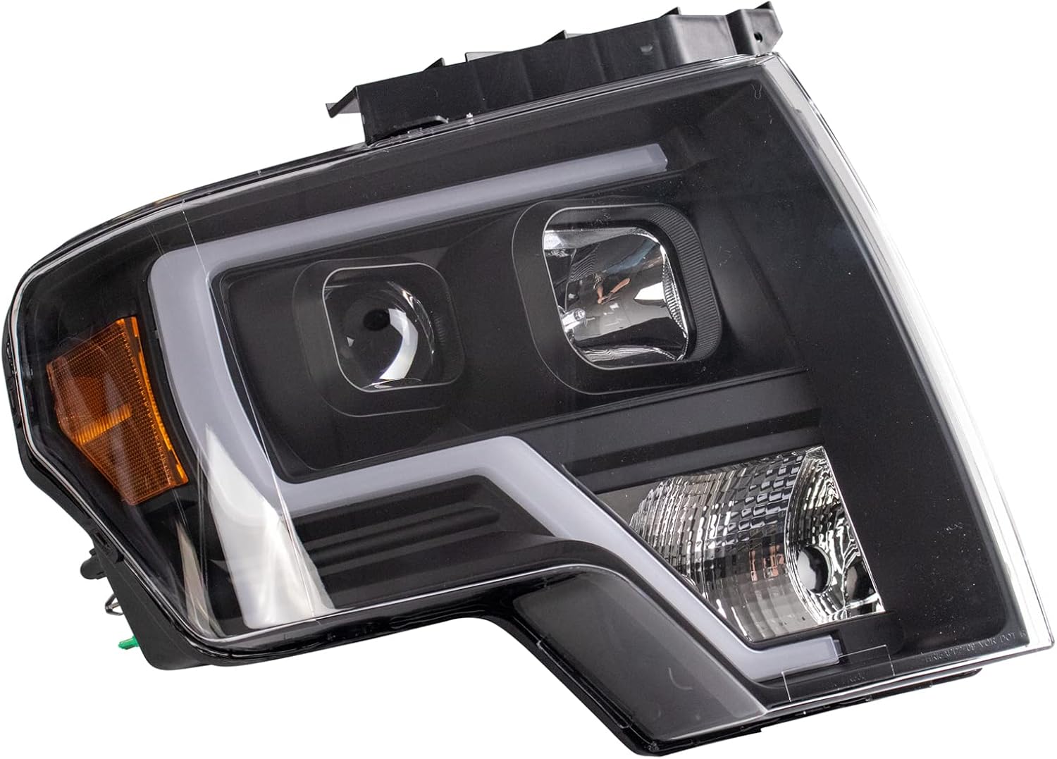TRQ Performance Driver and Passenger Side Headlight Assembly Set Black Housing Compatible with 09-14 Ford F-150