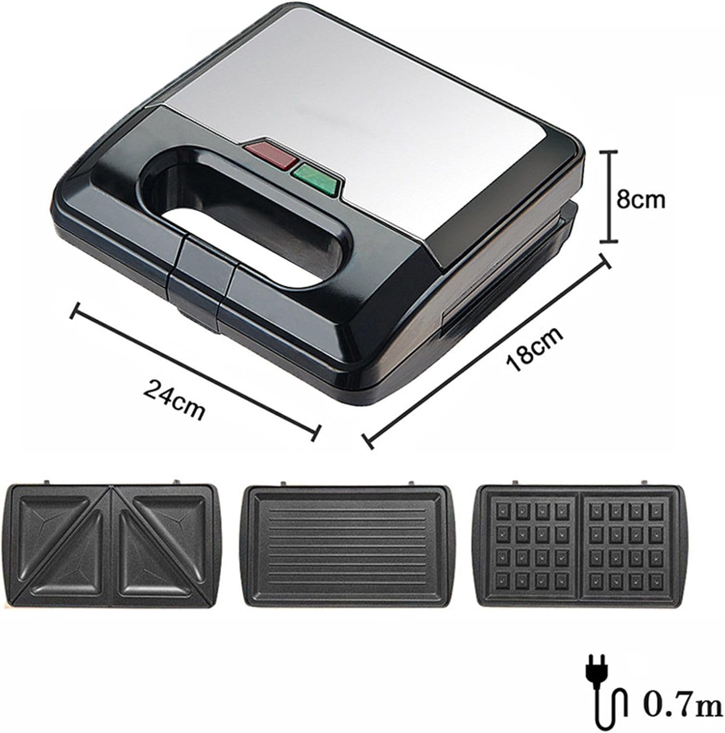 3 in 1 Steak Machine Baking Cake Waffle Machine Sandwich Breakfast Machine Frying Oven Kitchen Appliance Non-stick Pan