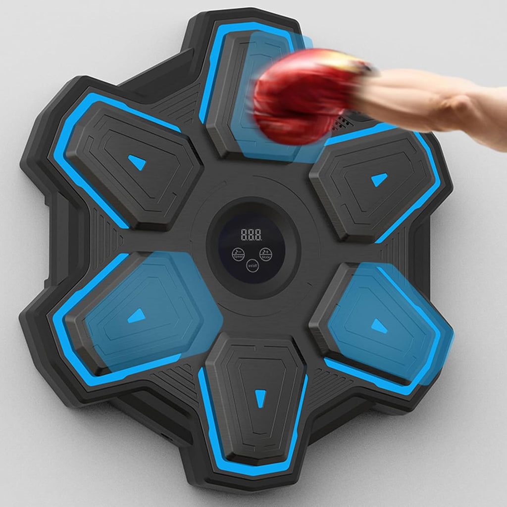 Music Boxing Machine, Smart Boxing Trainer Workout Punching Equipment with Boxing Gloves, Wall Mounted Electronic Agility Training for Home Gym, Adults Kids