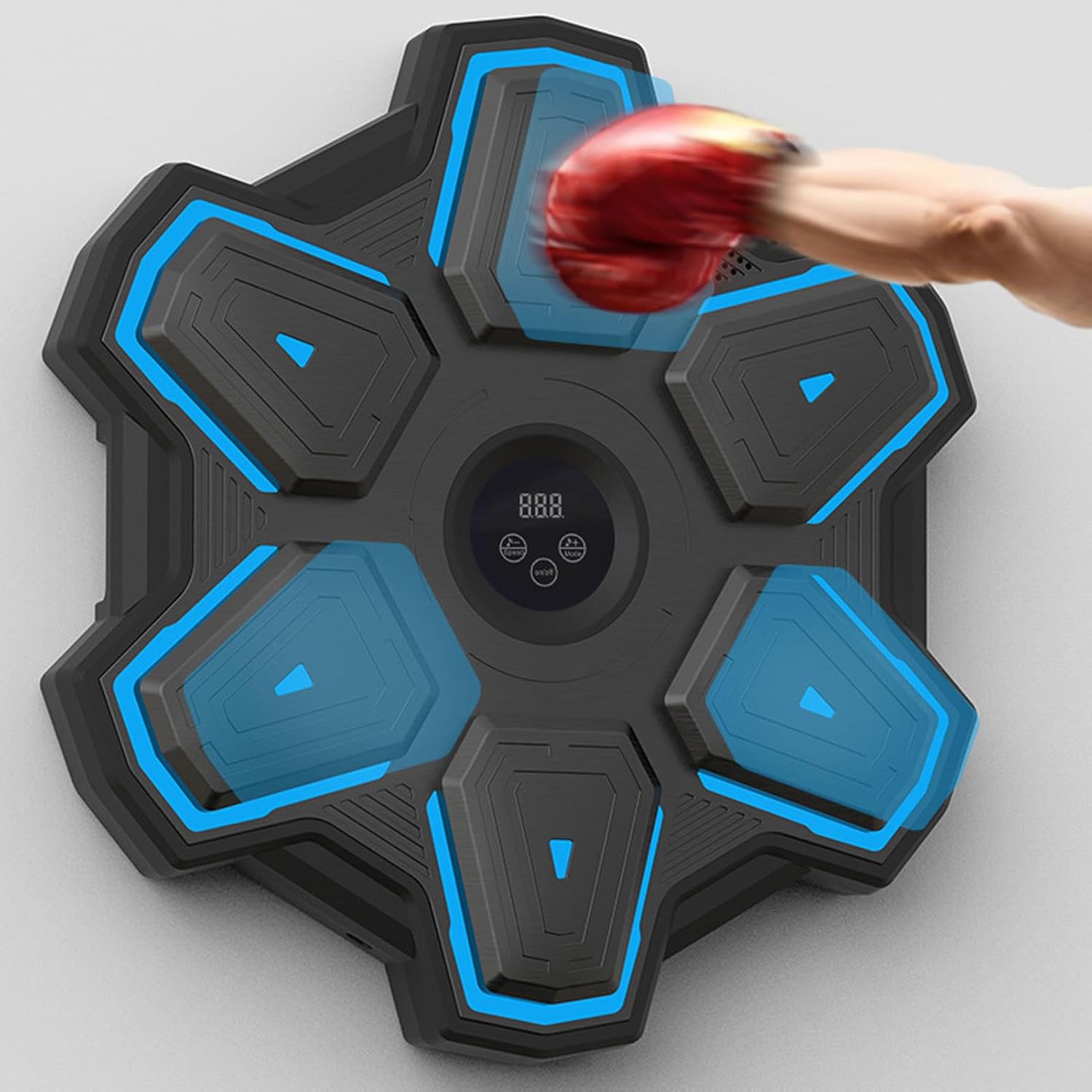 Music Boxing Machine with Gloves, Wall Mounted Electronic Punching Equipment, Battery 2000mah, for Home Indoor Gym Workout