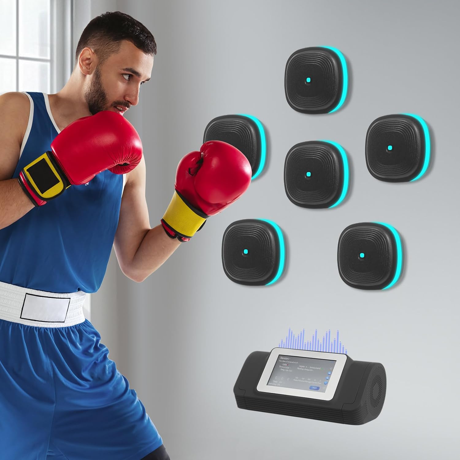 Split Musical Boxing, Wall Mounted Electric Smart Music Punching Machine for Training and Entertainment,Boxing for Kids and Adults, Six Targets