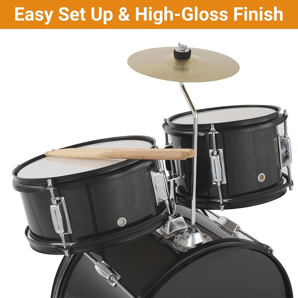 Full Size Complete 5-Piece Full Size Drum Set for Beginners & Teens | Includes Adjustable Throne & Cymbal, Complete 5-Piece Kit