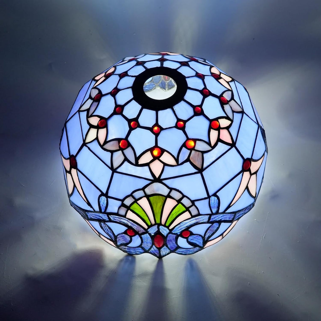 Lamp Shade Replacement Only 12 Inch Small Stained Glass Ceiling Light Blue Baroque Vintage Art Deco For Pendant Wall Floor Lamps